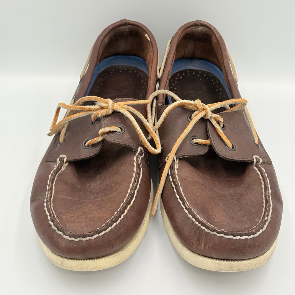 Sperry Top-Sider Mens 13M Authentic Original Brown Leather Boat Shoes 0195115 - Picture 2 of 7